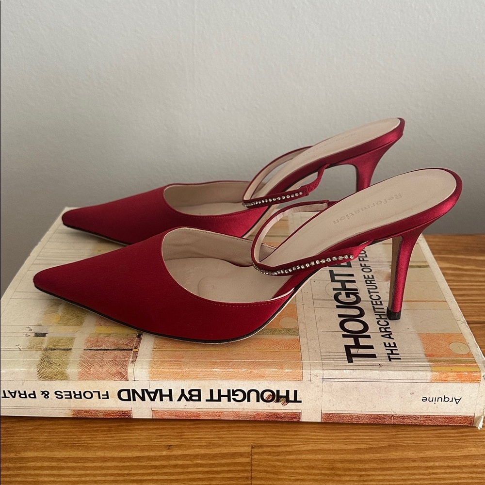 Reformation Satin Heeled Mules - Picture 3 of 8